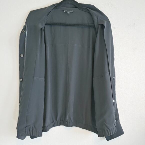 Eileen Fisher Black Silk Crepe de Chine Zip Front Jacket Sz M - Picture 7 of 11